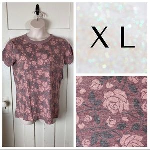 NWT LuLaRoe Liv Ringer Tee - Roses & Hearts